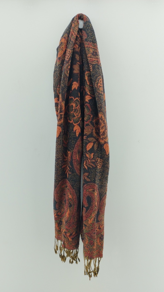 Ruana marrón estampado floreado