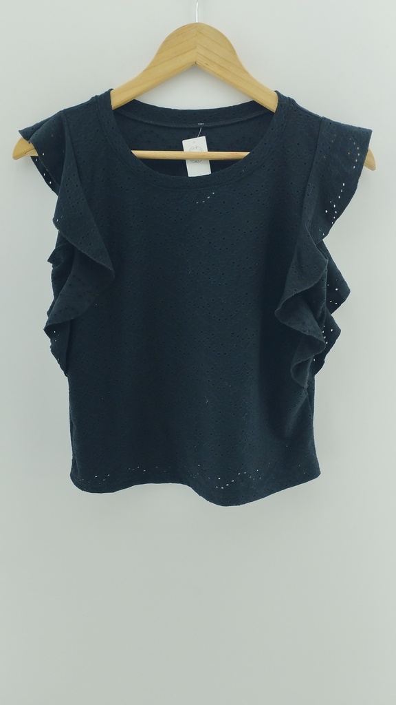 Blusa negra volados en manga T:S