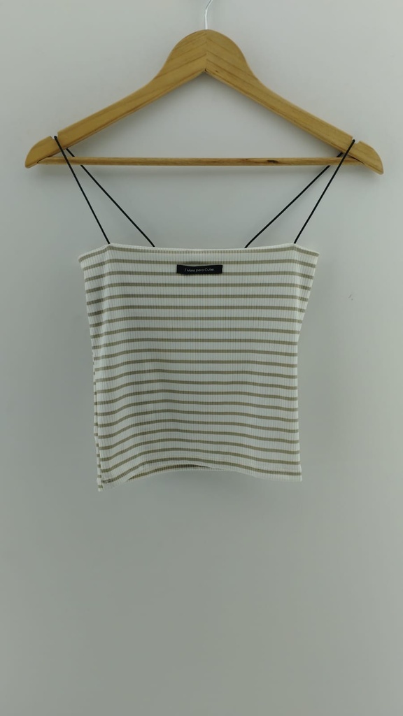 Top blanco rayas beige MALAS PERO CUTIE T:1