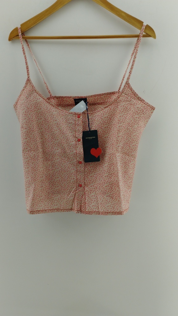 Blusa tiras finas floral rosada botones KEVINGSTONE T:3