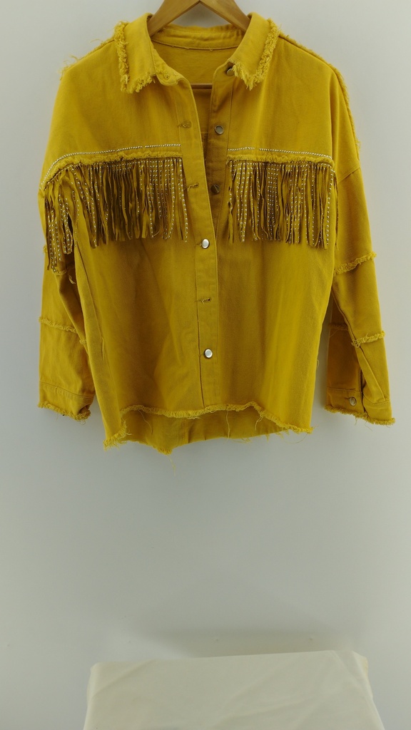 Chaqueta estilo western mostaza con flecos y strass T:2 