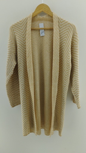 [P04739-6] Cárdigan abierto beige rayado zig zag T:M