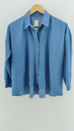 [P04765-9] Camisa azul cuello redondo T:M