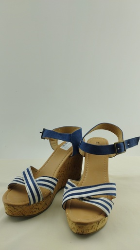 [P04780-4] Sandalias estampado rayas blancas y azules URB T:38