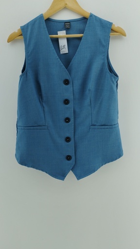 [P04821-1] Chaleco sastrero azul SHEIN T:S