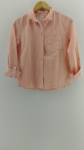 [P04829-1] Camisa rayas verticales blanca y naranja T1