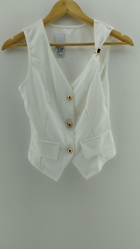 [P04832-1] Chaleco blanco estilo sastrero botones dorados