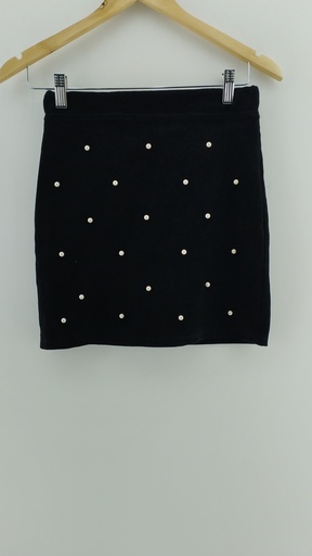 [P04850-2] Falda perciopelo deco perlas T:XL