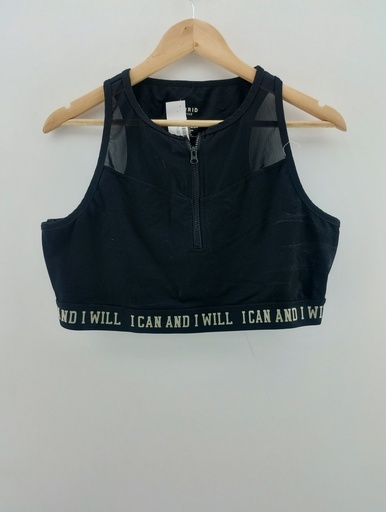 [P04859-7] Top negro deportivo cierre frontal TORRID ACTIVE T:2