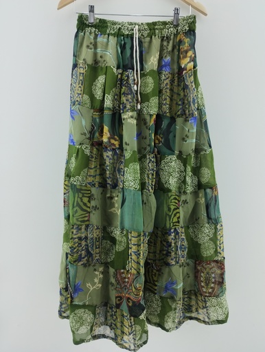 [P04860-7] Falda verde floral H.H.G. T:3