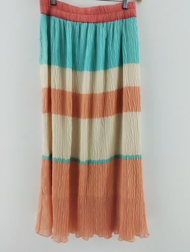 [P04860-8] Falda larga celeste amarillo rosa pastel MNL T:M