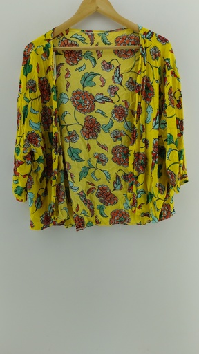 [P04863-3] Cardigan amarillo flores T:M