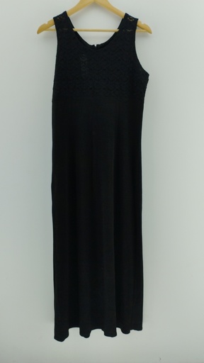 [P04873-5] Vestido negro largo encaje delantero MODAS T:4