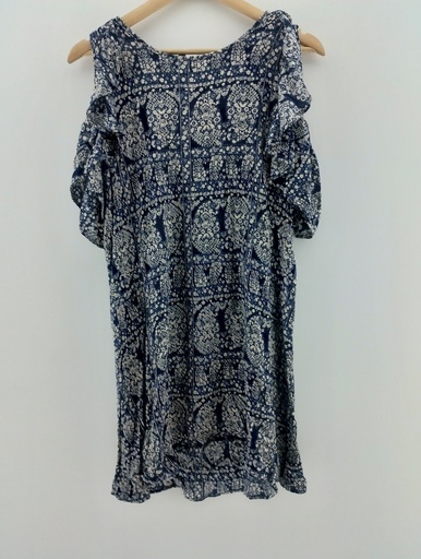 [P04883-1] Vestido azul flores blancas T:M/L