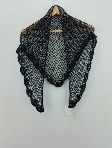 [P04887-11] Chal negro hijo bordado lentejuelas y mostacillas 