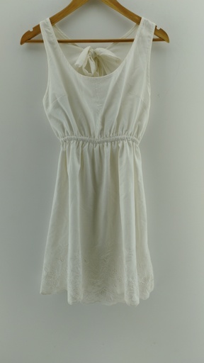 [P04889-7] Vestido blanco bordado ingles en borde T:M