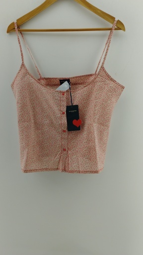 [P04891-1] Blusa tiras finas floral rosada botones KEVINGSTONE T:3