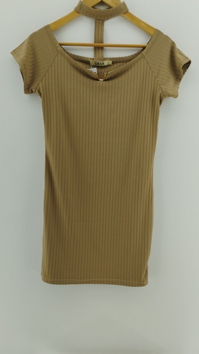 [P04893-5] Vestido nude oscuro detalle dorado SHAN T:L 